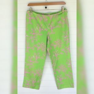Lilly Pulitzer Coral Cropped Wide Pants Side Zip